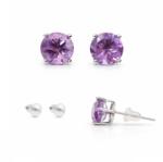  Cercei Ametist cu argint 925 rotund fatetat 10x10x16 mm cadou cu semnificatie 1 pereche