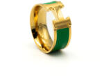 ElectraStore Inel Hermina Verde Placat Cu Aur Galben (C44461)