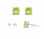  Cercei Olivina cu argint 925 rotunda fatetata 7x7x16 mm bijuterie cu mesaj pozitiv 1 pereche