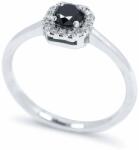 White & Black 0, 4 karátos fekete gyémánt eljegyzési gyűrű (AU14349)