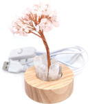 R. M. ékszer Lámpa fa talpas USB rózsakvarc hegyi életfa 6cm (017469)