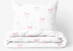Goldea gyermek krepp ágyneműhuzat - rózsaszín masnik 150 x 200 és 50 x 60 cm