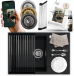 SINK Quality Gránit mosogató fekete Egykamrás Csepegtető Szivattyú Manuális Ingyenes (SINK.C.1KDO)