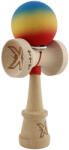 Flippy Kendama X Originala, Profesionala, Flippy, Cupe Mari KING SIZE V3, Rubber Grip, Gaura in Baza, Rulment Metalic, din lemn 18 cm, Ata 62 65 cm, Gradient Albastru Galben Rosu (teo-165026)