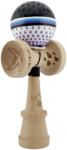 Flippy Kendama X Originala, Profesionala, Flippy, RAINDROPS, Super Sticky cu Cupe Mari KING SIZE V3, Gaura in Baza, Rulment Metalic, din lemn 18 cm, Ata 62 65 cm, Alb Negru Mov (teo-165798)