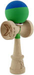 Flippy Kendama X Originala, Profesionala, Flippy, Rubber Grip, Cupe Mari KING SIZE V3, Gaura in Baza, Rulment Metalic, din lemn 18 cm, Ata 62 65 cm, Bicolor Albastru Verde (teo-165090)