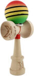 Flippy Kendama X Originala, Profesionala, Flippy, Rubber Grip, Cupe Mari KING SIZE V3, Gaura in Baza, Rulment Metalic, din lemn 18 cm, Ata 62 65 cm, Special Rosu Galben Verde (teo-165099)