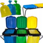 PAKO Fém Szelektív Hulladékgyűjtő Állvány Hulladékgyűjtő Kosár 3 Zsák (STOJAK NA WORKI 3 STANOWISKA DO SEGREGACJI)