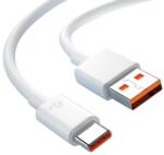  Cablu date si incarcare rapida 6A, PRESTIGE CHARGE®, TurboCharge 120W, compatibil 67W, pentru Xiaomi, PREMIUM, USB la USB-C, 2m, alb