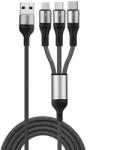 Prestige Charge Cablu incarcare 3 in 1, PRESTIGE CHARGE, FastCharge 18W , USB la USB-C & LIGHTNING & MICRO-USB, 1.2m, negru, universal