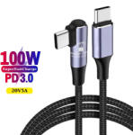 Prestige Charge Cablu USB-C la USB-C 100W PD 3.0, PRESTIGE CHARGE, Transfer Date si Incarcare SuperFastCharge 2.0, Cap Unghi 90°, Pentru Laptop/Telefon/Tableta, 3m, Negru