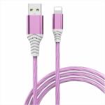 Prestige Charge Cablu USB la Lightning 2A PRESTIGE CHARGE, Incarcare si Transfer Date, Compatibil Apple iPhone/iPad, Suporta CarPlay, Efect Luminos, 2m, Roz