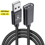 Prestige Charge Cablu Extensie USB 2.0 PRESTIGE CHARGE, USB-A Tata la USB-A Mama, Prelungitor pentru Date si Incarcare, 2m, Universal, Negru