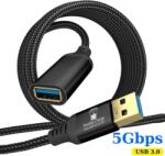 Prestige Charge Cablu Extensie USB 3.0 PRESTIGE CHARGE, USB-A Tata la USB-A Mama, Transfer 5Gbps si Incarcare, 3m, Universal, Negru