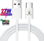 Prestige Charge Cablu USB la USB-C, PRESTIGE CHARGE, Transfer Date si Incarcare FastCharge 27W, pentru iPhone 15/16/17 Pro & ProMax, compatibil CarPlay, Alb Textil, 1m