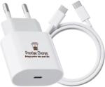Prestige Charge Incarcator USB-C PD 20W FastCharge PRESTIGE CHARGE, Cablu Type-C 2m Inclus, Compatibil iPhone 15/16/17 Plus, Pro & ProMax si iPad, Alb