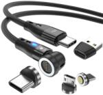 Prestige Charge Cablu incarcare magnetic 6 in 1 PRESTIGE CHARGE, SuperFastCharge PD 60W, USB si USB-C la Type C, Lightning, Micro-USB, Rotire 180-360°, Negru, 1m