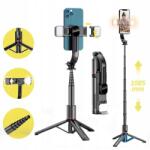 Alogy Vezeték nélküli Selfie Stick Tripod Állvány Bot Led lámpa X2 távirányító 108cm (Kijek selfie Statyw z pilotem BT 73828)