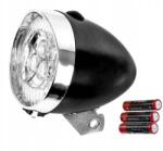 2K Kerékpár lámpa első 3LED retro akkumulátoros villa lámpa fekete (KAT74374)