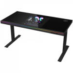 LORGAR Birou Gaming LORGAR Birou gaming LORGAR DESK ELITE 90, sticla calita, ajustare electrica inaltime 720-1160 mm, dimensiuni 1405x680 mm, incarcare wireless 15W, iluminare RGB (LRG-DE90G)