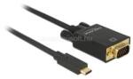 Delock Kábel USB Type-C csatlakozódugó > VGA csatlakozódugó (DP váltakozó) Full HD 1080p, 2 m, fekete (DL85262) (DL85262)