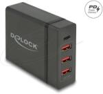 Delock USB töltő 1 db USB Type-C PD + 3 db USB A-típusú 60 W + 12 W (63974)