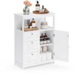 VASAGLE Fehér fürdőszobai szekrény állítható polcokkal, 3 fiókkal (BBC542P31V2) - vasbutor