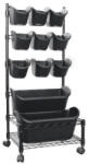 Nature függőleges kerti mobilszett 97x44x32, 5 cm (9*0, 9 literes cserepet, 2*5, 4 literes ültetővályút, görgős fémrácsot tart. ) - automataontozorendszer