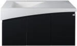 TMP cabinets Smyrna 120 - Fekete - Fali Fürdőszobabútor - Akrivit Öntött Műmárvány Mosdóval - 120 X 48, 5 cm