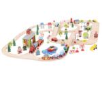 Bigjigs Toys Fa Vasúti Sínrendszer és Autópálya, 110 db