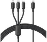 Baseus Silky Adatkábel 3in1 Type-C - Type-C/ Lightning/Microusb, 150cm, Fekete