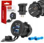 AMiO Dupla Usb Aljzat, Beépíthető, Vízálló, 12/24V (0504217)