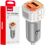 AMiO USB + USB-C Szivargyújtós Töltő 20W 12/24V (0503882)