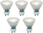 LUEDD 5 darabos GU10 50 mm-es dimmelhető LED izzókészlet, átlátszó, 2, 5 W, 450 lm, 4000 K (03409)