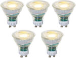 LUEDD 5 darabos GU10 50 mm-es dimmelhető LED izzókészlet átlátszó 2, 5 W 450 lm 3000K (03408)
