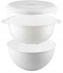 Practic Cédrusfa tál szett 3L-es tállal és fedővel Műanyag tál Nagy Fehér (10072110)
