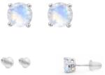  Cercei Piatra Lunii Rainbow rotund fatetat 6x6x15 mm cu Argint 925 pentru intuitie si feminitate - 1 Pereche