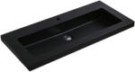 Cerano - Ovo öntött márvány mosdó - túlfolyóval - matt fekete - 100, 5x46, 3 cm