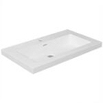 Cerano - Ovo öntött márvány mosdó - túlfolyóval - fényes fehér - 70, 5x46, 3 cm