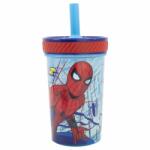 Spiderman cseppmentes pohár szívószállal 370 ml (74787) - iskolataskawebshop