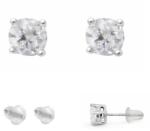  Cercei Cuart Alb rotund fatetat 5x5x15 mm cu Argint 925 pentru claritate si puritate - 1 Pereche