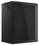 Lanberg 19" fali rack szekrény 15U/600X450 üvegajtó, lapraszerelt, fekete V2