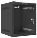 Lanberg 10" fali rack szekrény 6U/280X310, üvegajtó, lapraszerelt, fekete