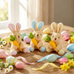  Textil dekoráció - nyuszi - 15 cm - 3 féle (HDM-003)