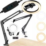 Alogy Led Gyűrűs Lámpa Fotó Állvány Gyűrű Telefon Tartó Távirányító Tartó (Lampa + uchwyt na telefon)