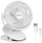 Ruhhy Vezeték nélküli fehér klipszes asztali ventilátor USB-C (00025566)