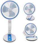 VERK GROUP Hordozható USB töltésű asztali ventilátor LED lámpával és összecsukható állvánnyal, kék (15765_N)