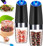 Real Gravitációs Elektromos Só- és Borsőrlő Szett LED Megvilágítással, Fekete (RC-K-812)