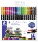 STAEDTLER Alkoholos marker készlet, 0, 5/3, 0 mm, kétvégű, STAEDTLER 3187 , 18 különböző szín (3187 TB18) - papir25