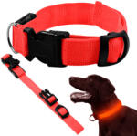 VERK GROUP Állítható méretű, piros LED világítású kutya és macska nyakörv (19323_CZE)